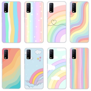 เคสโทรศัพท์มือถือ ซิลิโคน ใส กันกระแทก ลายการ์ตูนน่ารัก สีรุ้ง สําหรับ Vivo y20 2021 y12s y20s y20 y21i y12 y12i y11