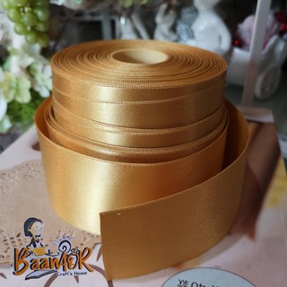 ริบบิ้น ผ้าซาติน สีพื้น Ribbon ขนาดกว้าง 2 นิ้ว (สองนิ้ว) x ความยาว 1 หลา (ตัดแบ่งความยาว 90cm)