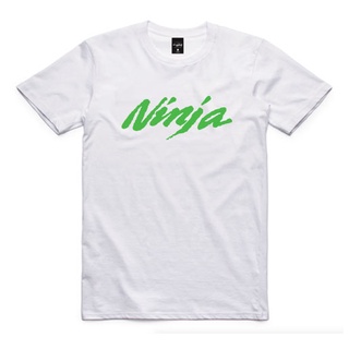 เสื้อยืด คอกลม สีขาว ลาย kawasaki ninja ลาย 001