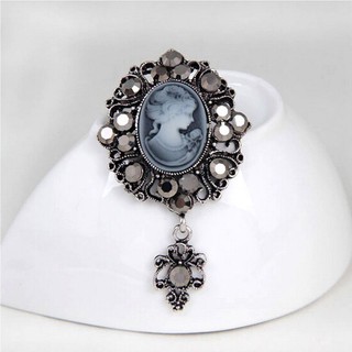 ของขวัญเครื่องประดับเข็มกลัด cameo victorian stone เจ้าหญิงลายดอกไม้