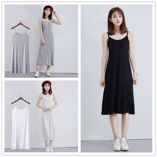 เดรสสายเดี่ยว ชุดนอนกระโปรง ชุดนอนกระโปรงยาว เนื้อผ้าใส่สบาย 3 ลาย 3 สี