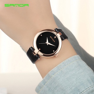 Fashion Rhinestone SANDA Watches Women Brand Luxury Crystal Watch Women Ladies Leather Bracelet Watches Dress Montre Fem