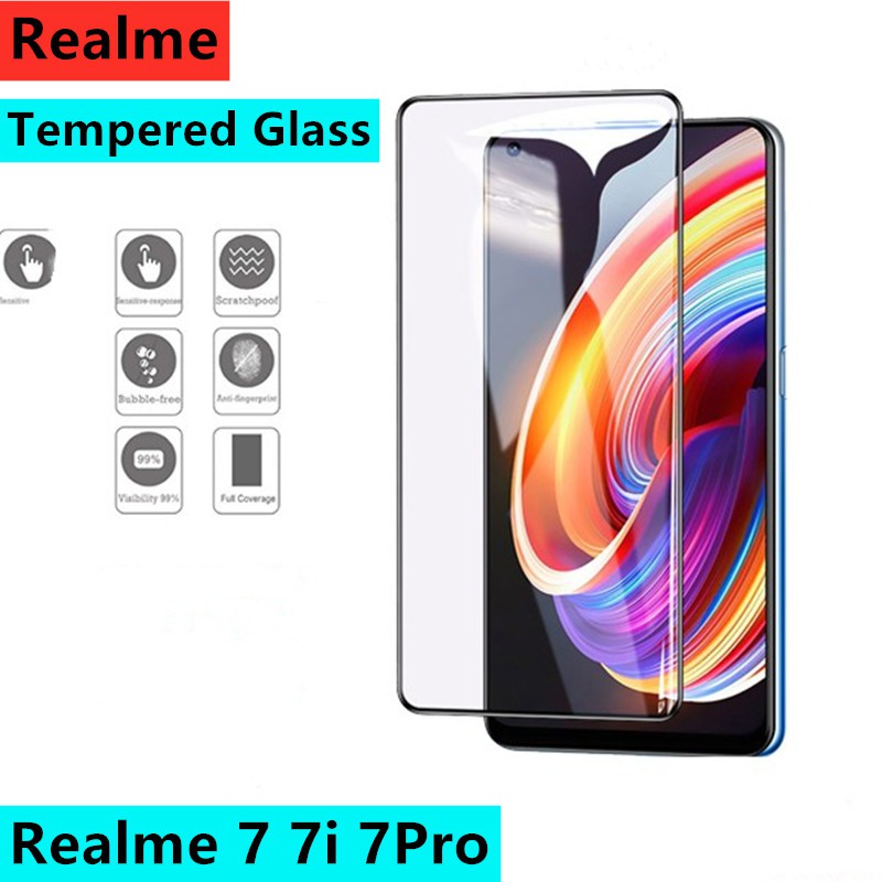 กระจกกันรอยเต็มหน้าจอแบบใส Realme 7 7i 7 X7 Pro X7Pro Tempered Glass Full Cover Clear Screen Protectors