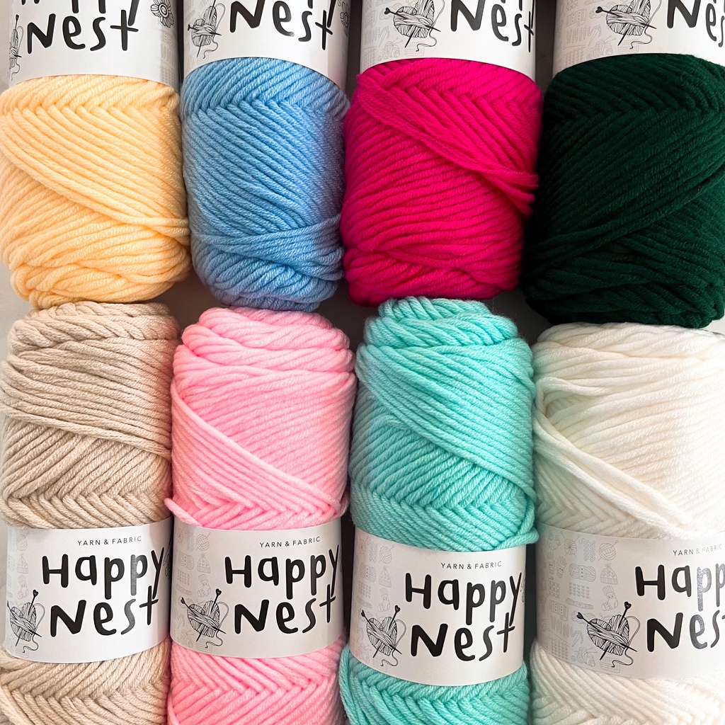 ไหมคอตตอน 8ply ไหมพรมเส้นใหญ่ ไหมพรมถักผ้าพันคอ ไหมพรม punch needle