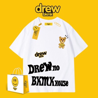 เสื้อยืดผ้าฝ้ายพิมพ์ลายกราฟฟิค Drew Smiley Face สไตล์ฮิปฮอปฤดูร้อนยืด.สบาย.รัก