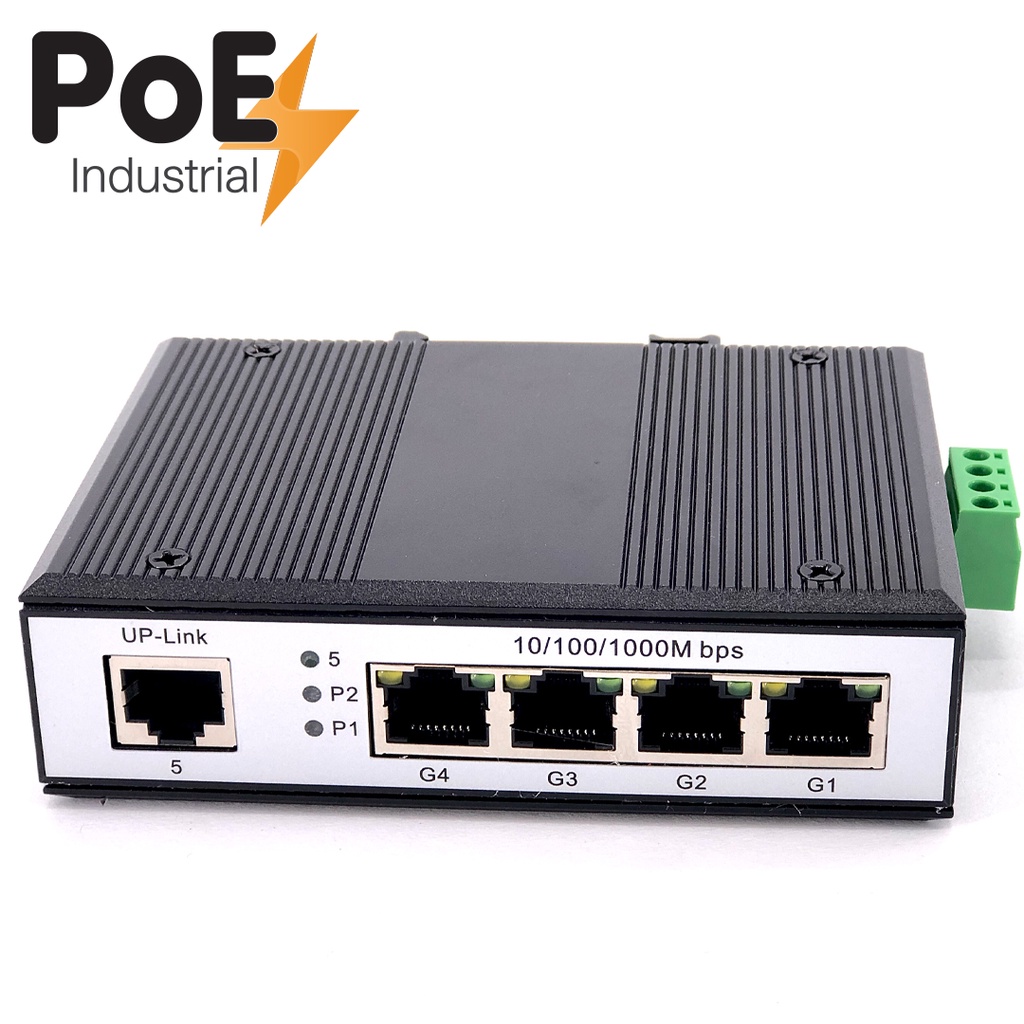 Gigabit Industrial Poe Switch 5 Port 4 Poe 1 Uplink 8023afat