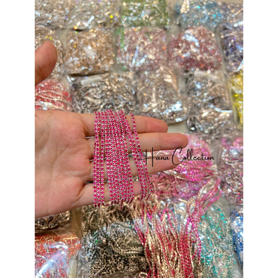 100 ซม.เพชรโซ่พลอยสีสันสดใส ss6 ss10 ss12 ss14 ss16