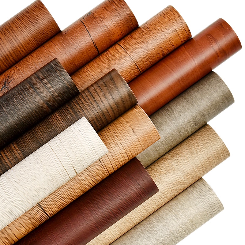 สติกเกอร์วอลเปเปอร์ PVC กันน้ํา มีกาวในตัว ลายไม้ สําหรับตกแต่งบ้าน เฟอร์นิเจอร์ ตู้ DIY