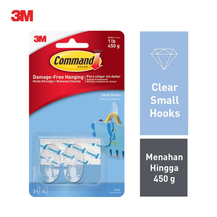 3M Command ตะขอเล็ก แถบใส 17092CLR