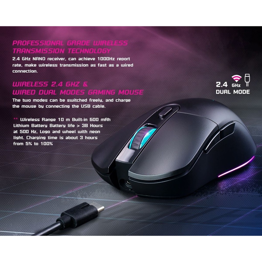 Nubwo X55 Wiless Mouse Gaming Dual Mode ARCADIA