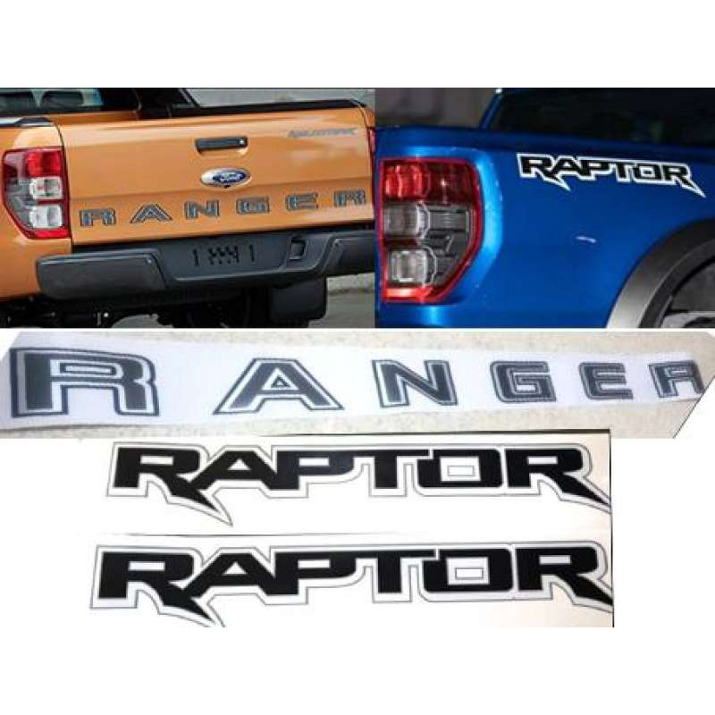 เซ็ท สติ๊กเกอร์ Raptor + สติ๊กเกอร์ Ranger ข้างกระบะท้าย ซ้าย ขวา และฝากระโปรงท้าย Ford Ranger