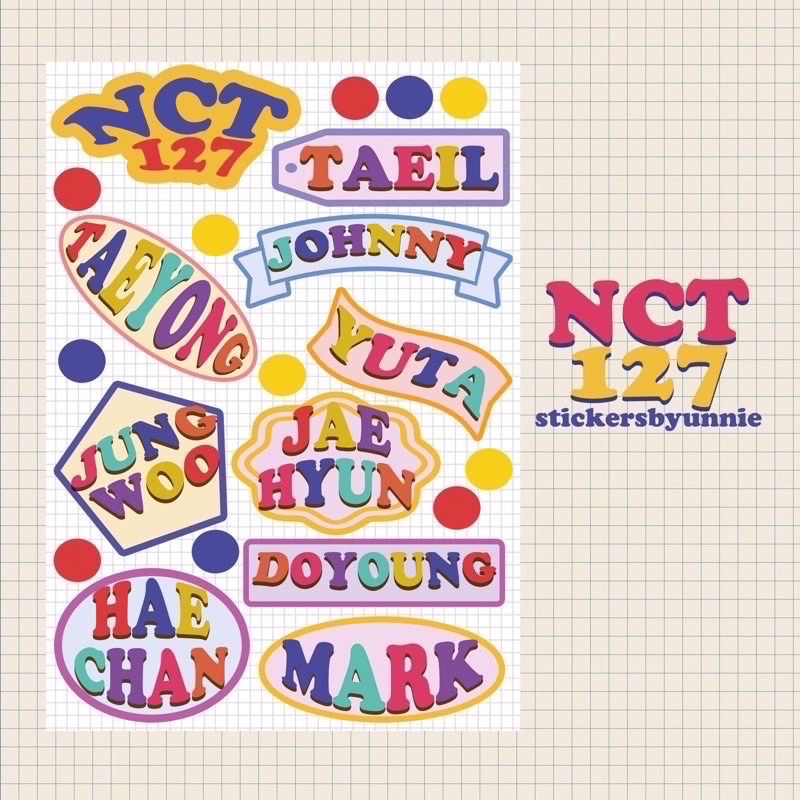 สติ๊กเกอร์ NCT127 NAME TAG (ขาวมัน/PP) ไดคัท/ไม่คัท ราคา ถูกที่สุด ดีลบีเคเค