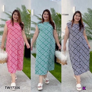 TW17306 Dress # Bigsize เดรสแขนกุดผ่าหลัง