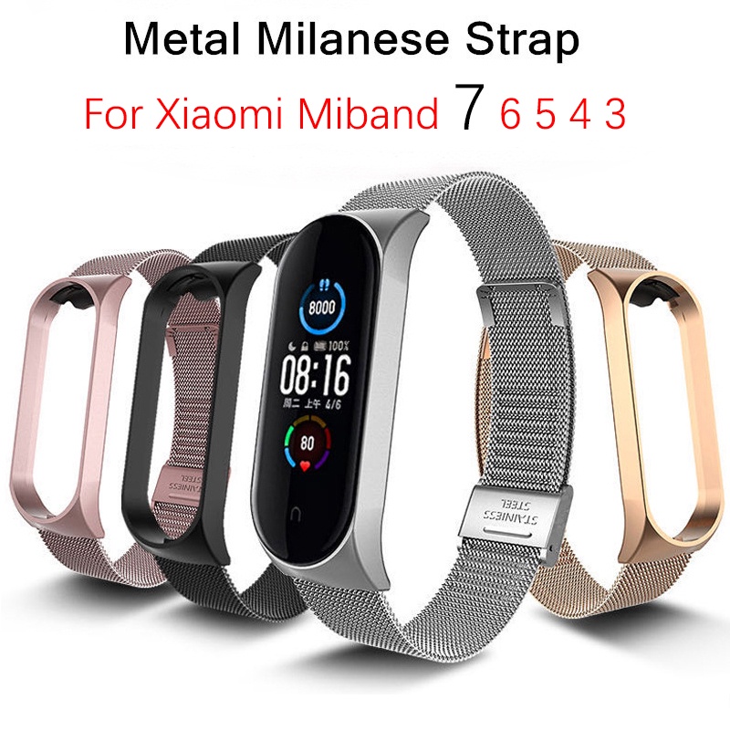 Mi Band 4 3 สายรัดข้อมือโลหะ Screwless สแตนเลสสําหรับ Xiaomi miband 7 6 5 NFC สร้อยข้อมือ