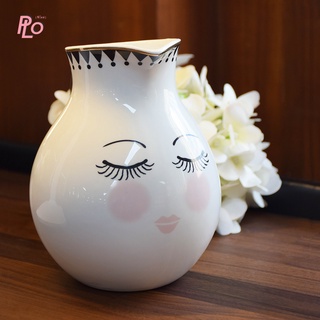 เหยือกใส่น้ำหรือใส่ดอกไม้สำหรับตกแต่งบ้าน ลายน่ารักๆ | Philos,Miss etoile Jar with Closed eyes ceramic : JU191