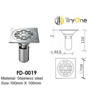 TryOne ตะแกรงกันกลิ่น สแตนเลส FLOOR DRAIN FD-0019