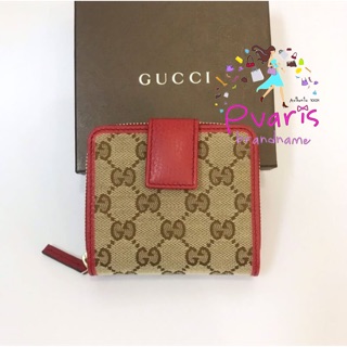 Gucci Compact Wallet Canvas ขอบหนัง