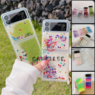 เคสโทรศัพท์มือถือแบบใส แต่งกลิตเตอร์ เรืองแสง กันกระแทก ลายหัวใจ หรูหรา สําหรับ Samsung Galaxy Z Flip 4 Z Flip 3 Zflip Z Flip 4 Z Flip 3 Z