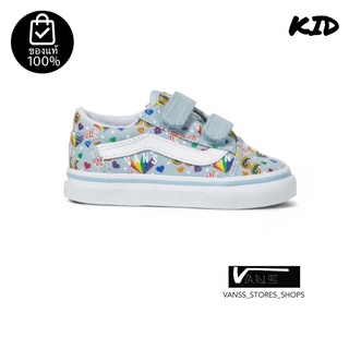 รองเท้าเด็กVANS OLD SKOOL V RAINBOW WINTER SKY TRUE WHITE TODDLER SNEAKERS สินค้ามีประกันแท้