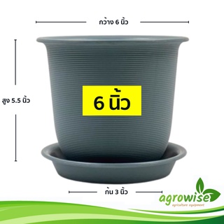 กระถางต้นไม้พลาสติก
 กระถางพลาสติก กระถางต้นไม้ใหญ่
 กระถางจัมโบ้ 6 นิ้ว สีเทา