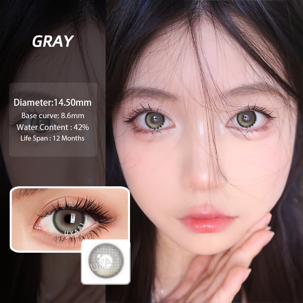 {เกรด -0.00~-8.00} UYAAI x FRESHLADY คอนแทคเลนส์ สีเทา  K4 14.5 มม. 2 ชิ้น/คู่ - รูปที่ 3