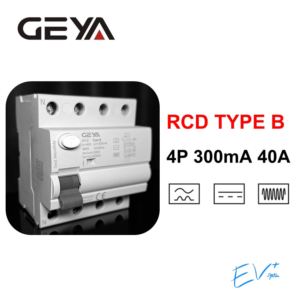 【พร้อมส่ง】RCD Type B 300mA 40A 4P Geya สำหรับงานติดตั้ง Solar Cell / PV System