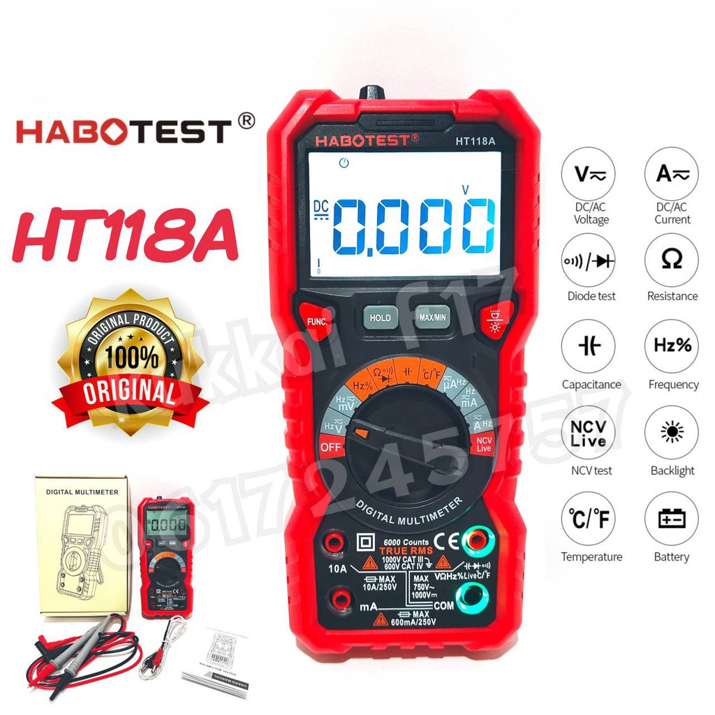 HABOTEST HT118A,HT118C,HT206A,HT206D Digital Multimeter Auto Range ดิจิตอลมัลติมิเตอร์ช่วงอัตโนมัติ