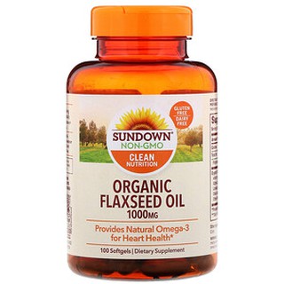 Sundown Naturals, Organic Flaxseed Oil, 1,000 mg, 100 Softgels