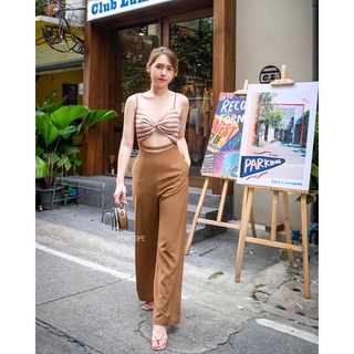 LUCA CARAMEL JUMPSUIT จั๊มสูทขายาว สายเดี่ยว