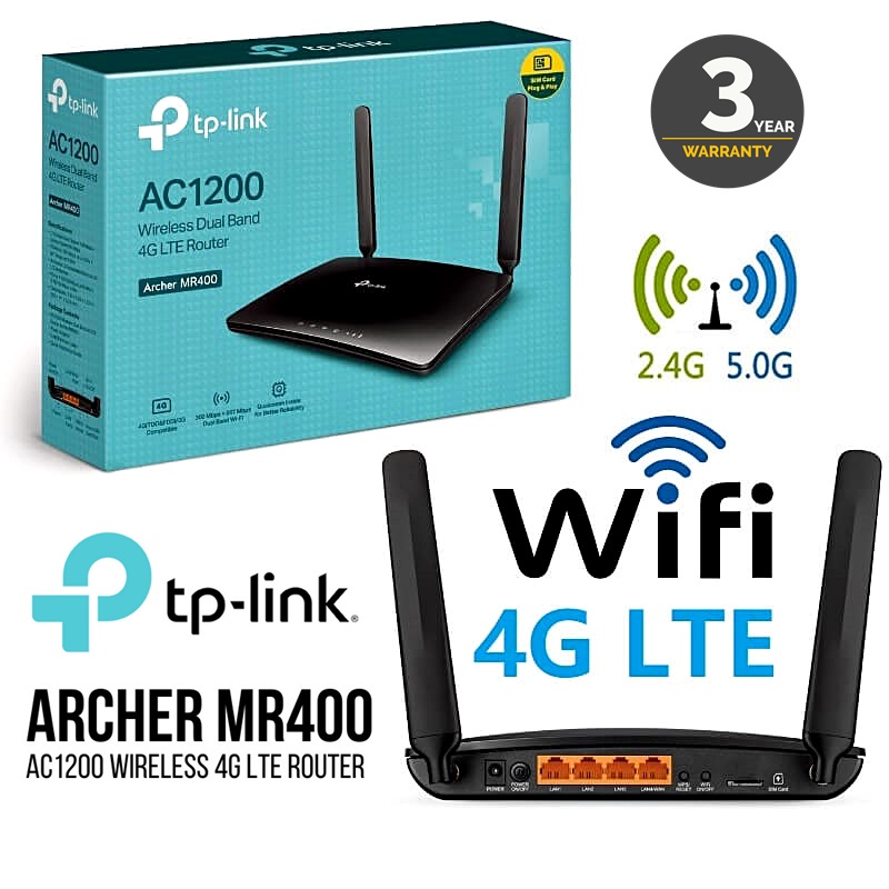 ⚡️เร้าเตอร์ใส่ซิม 4G⚡️ TP-LINK (Archer MR400 MR402) AC1200 4G Router Wifi รองรับ 4G ทุกเครือข่าย 3Y