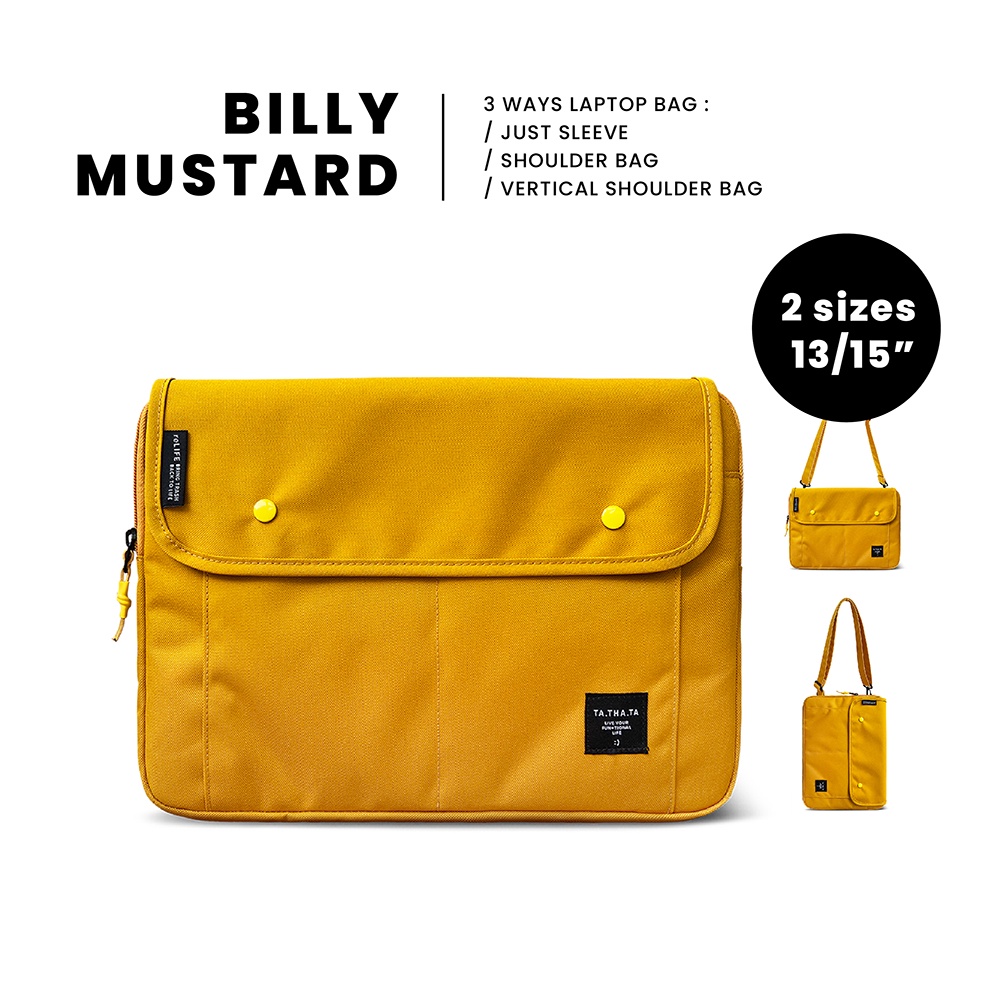 Billy relife mustard laptop sleeve 13″/ 15″ กระเป๋าใส่แลปทอป รุ่นบิลลี่ สีเหลืองไซส์ 13 นิ้ว และ 15 นิ้ว