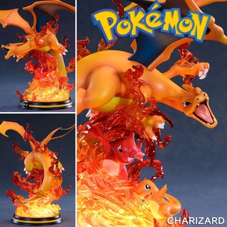 MFC Studio Pokemon Evolution of Charizard โปเกมอน อีโวลูชัน อ็อฟ ลิซาร์ดอน ชาริซาร์ด Resin Statue พร้อมไฟ LED Figure