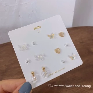 ต่างหูน่ารัก เซ็ต6คู่ เครื่องประดับสำหรับผู้หญิง พร้อมส่งจากไทย