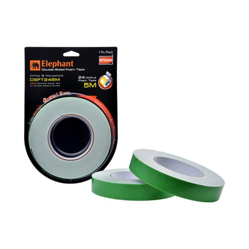 เทปโฟมกาวสองหน้า  ตราช้าง  หนา 24 มม. (1/3/5 เมตร ) Elephant Double-Sided Foam Tape
