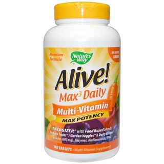 Natures Way, Alive! Max Potency, Multi-Vitamin, No Added Iron, 180 Tablets