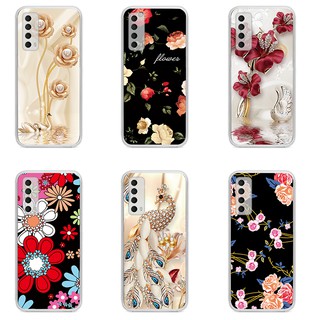 เคส for Huawei Y7A case girl Soft TPU เคสซิลิโคนอ่อนนุ่ม Cover Transparent Painting Phone Flower Cover