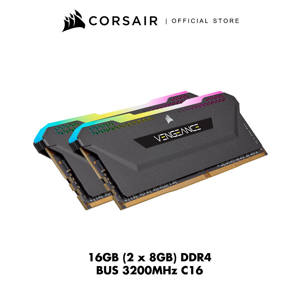CORSAIR RAM VENGEANCE RGB PRO SL 16GB (2x8GB) DDR4 DRAM 3200MHz C16 Memory Kit — Black