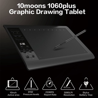 Graphics Digital Drawing Tablet 8192 Level 5080 LPI Pen Animation Writing Board Support Phone Connection AT Game 10x6 In