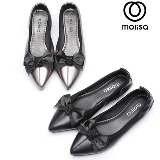 MOLISA Casual Shoes Mave Shoes รองเท้าหนังสำหรับผู้หญิง รองเท้าแฟชั่น รองเท้าคัชชู ส้นแบน แบบสวม 393-1