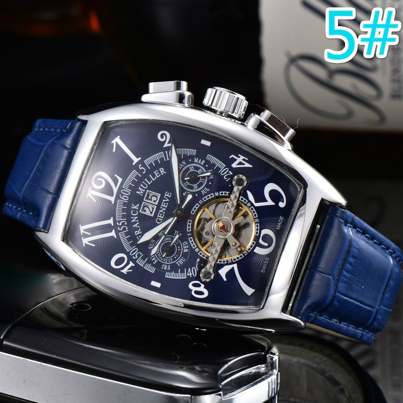 Franck-muller ใหม่ นาฬิกาข้อมืออัตโนมัติ สายหนัง ปฏิทิน สไตล์นักธุรกิจ หรูหรา สําหรับผู้ชาย