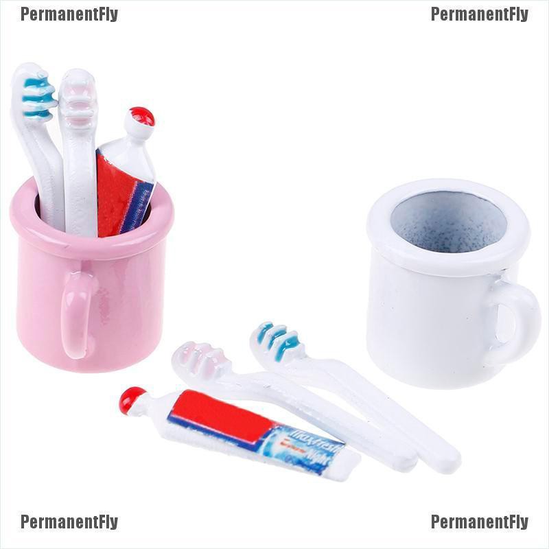 PermanentFly 112 Dollhouse mini toothbrush toothpaste cup for dollhouse ...