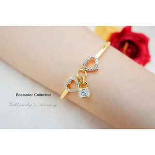 Diamond Bangle กำไลหัวใจเพชร งานทอง 5 ไมครอน งานอย่างดีค่ะ ตกแต่งด้วยเพชรสวิสค่ะ