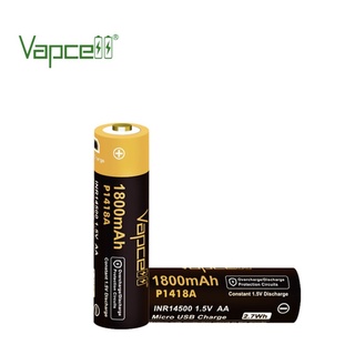 ถ่านชาร์จ Vapcell P1418A ขนาด AA 1.5V ของแท้ ชาร์จผ่าน USB