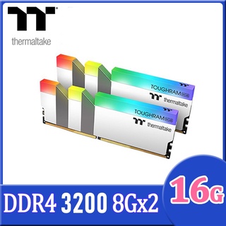 16GB (8GBx2) DDR4/3200 RAM PC (แรมพีซี) THERMALTAKE TOUGHRAM RGB WHITE (R022D408GX2-3200C16A)