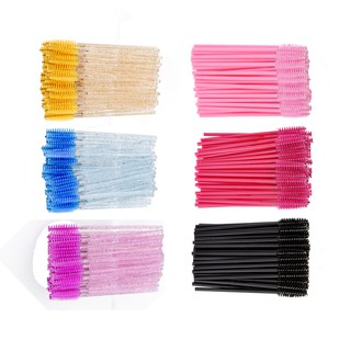 OVW 50Pcs/Pack Beauty Makeup Tool Transparent Shining Disposable Micro Eyelash Brushes Mascara Applicator