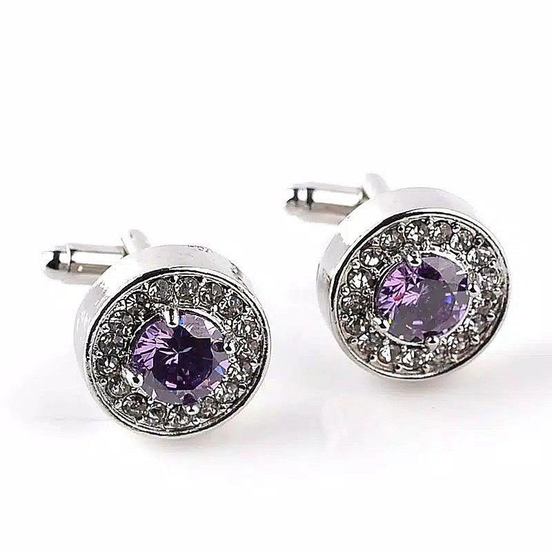 KEMEJA Houseofcuff Cufflink Shirt Button Cuffs Circle Studded Purple Cuffslinks