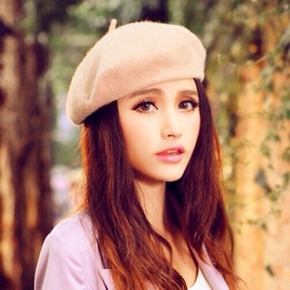 Wool beret beanie hat (sandy beige)