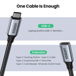 UGREEN สายต่อ USB C USB Type C 3.1 Gen 2 Male to Female Fast Charging & Audio Data Transfer Cable for MacBook Pro iPad