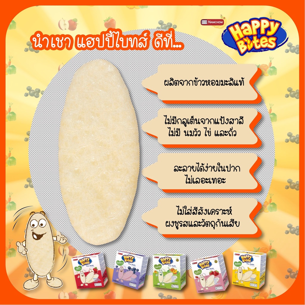 🔥ตัดรอบ 4 โมง🔥Happy Bites ข้าวหอมมะลิอบกรอบสำหรับเด็ก Cracker ข้าวอบ นำเชา แฮปปี้ไบท์ Namchow - ภาพย่อย 2
