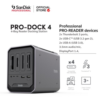 SanDisk Professional PRO-DOCK 4 Docking station 2x Thunderbolt 3 ports,  2x USB-C 3.2 gen 2 (SDPD14F-0000-SBAAD)